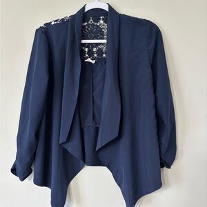 Elegant Navy Women's Jacket with Lace Detail